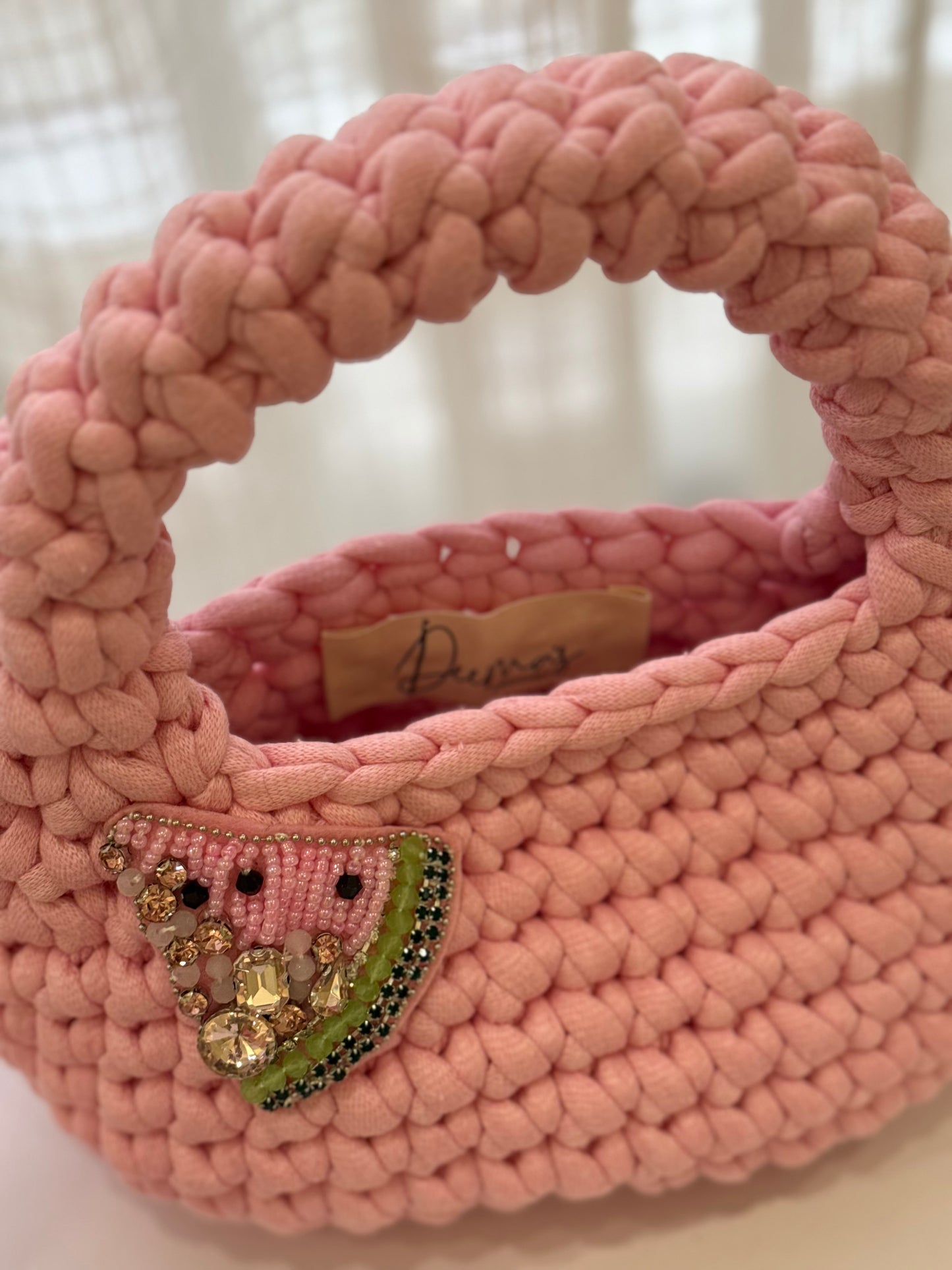 🍉 Watermelon Charm Crochet Bag – Pink
