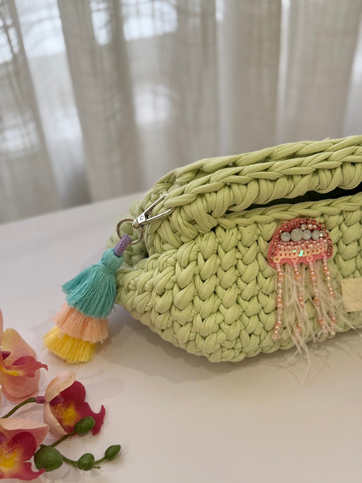 🪼Jellyfish Glow Crochet Bag – Light Green