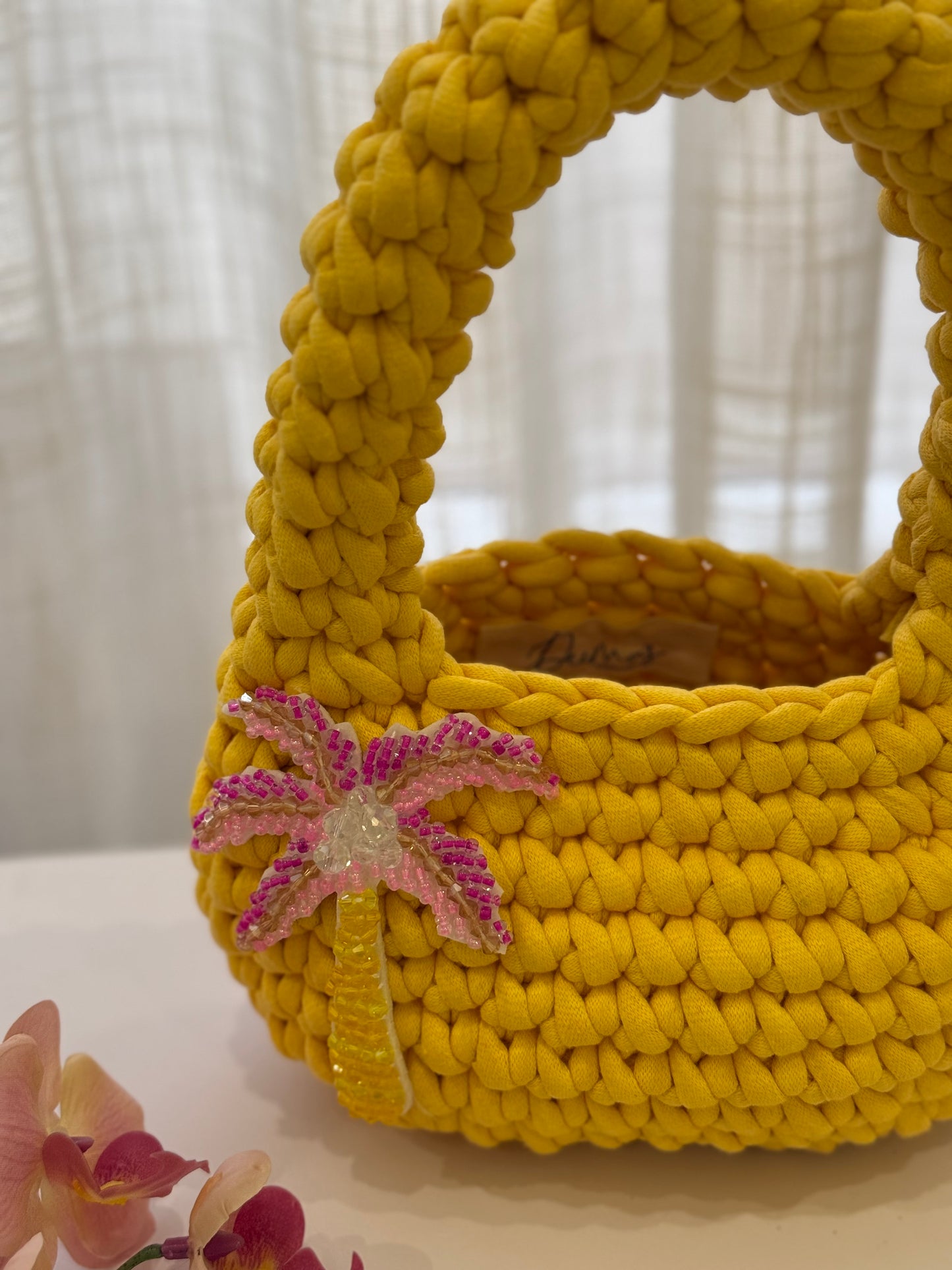 🌴 Palm Crochet Bag – Yellow