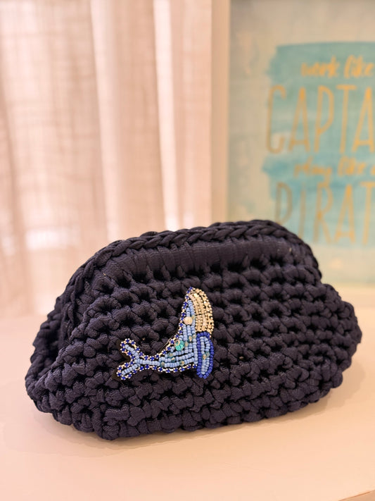 🐋Crochet Bag – Navy Blue with Whale Charm