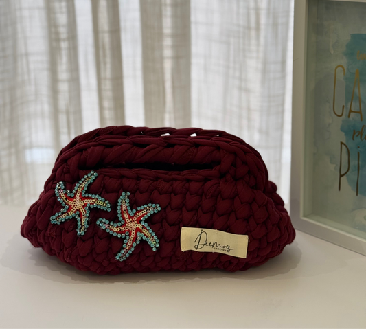 ⭐️Starfish Crochet Bag - Burgundy
