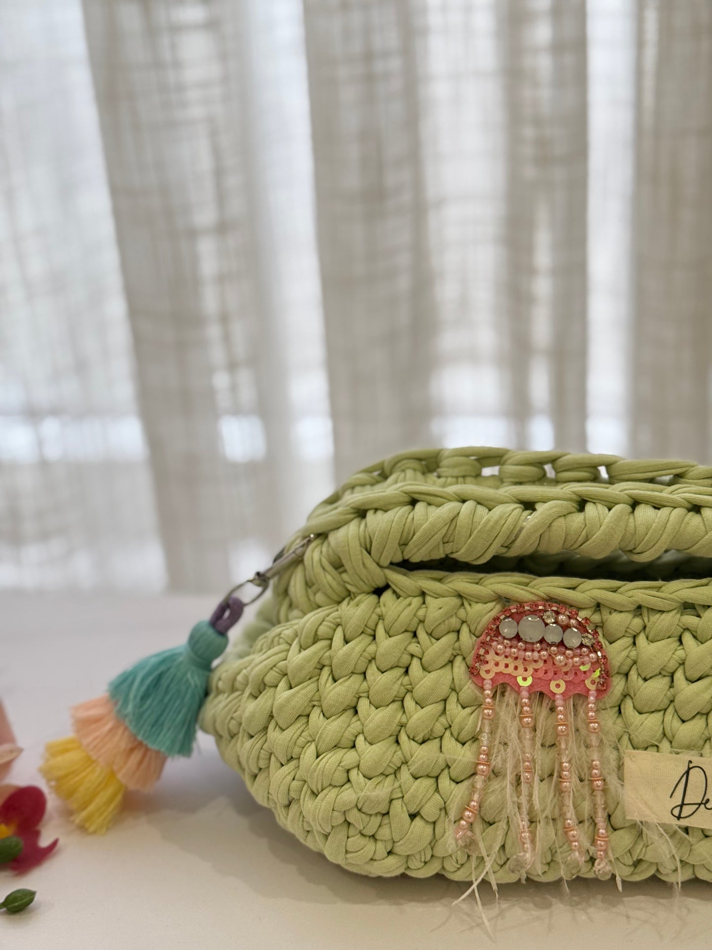 🪼Jellyfish Glow Crochet Bag – Light Green