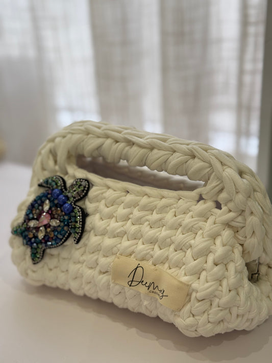 🐢Sea Turtle Crochet Bag – Ivory White