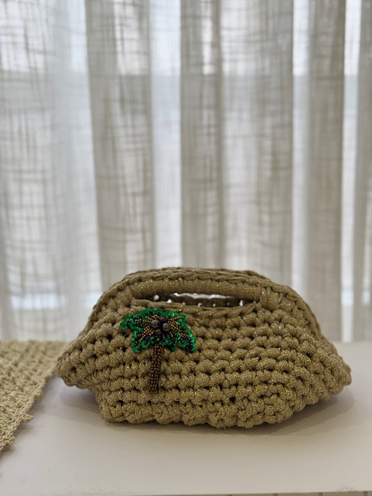 🌴Golden Crochet Bag with Palm Charm