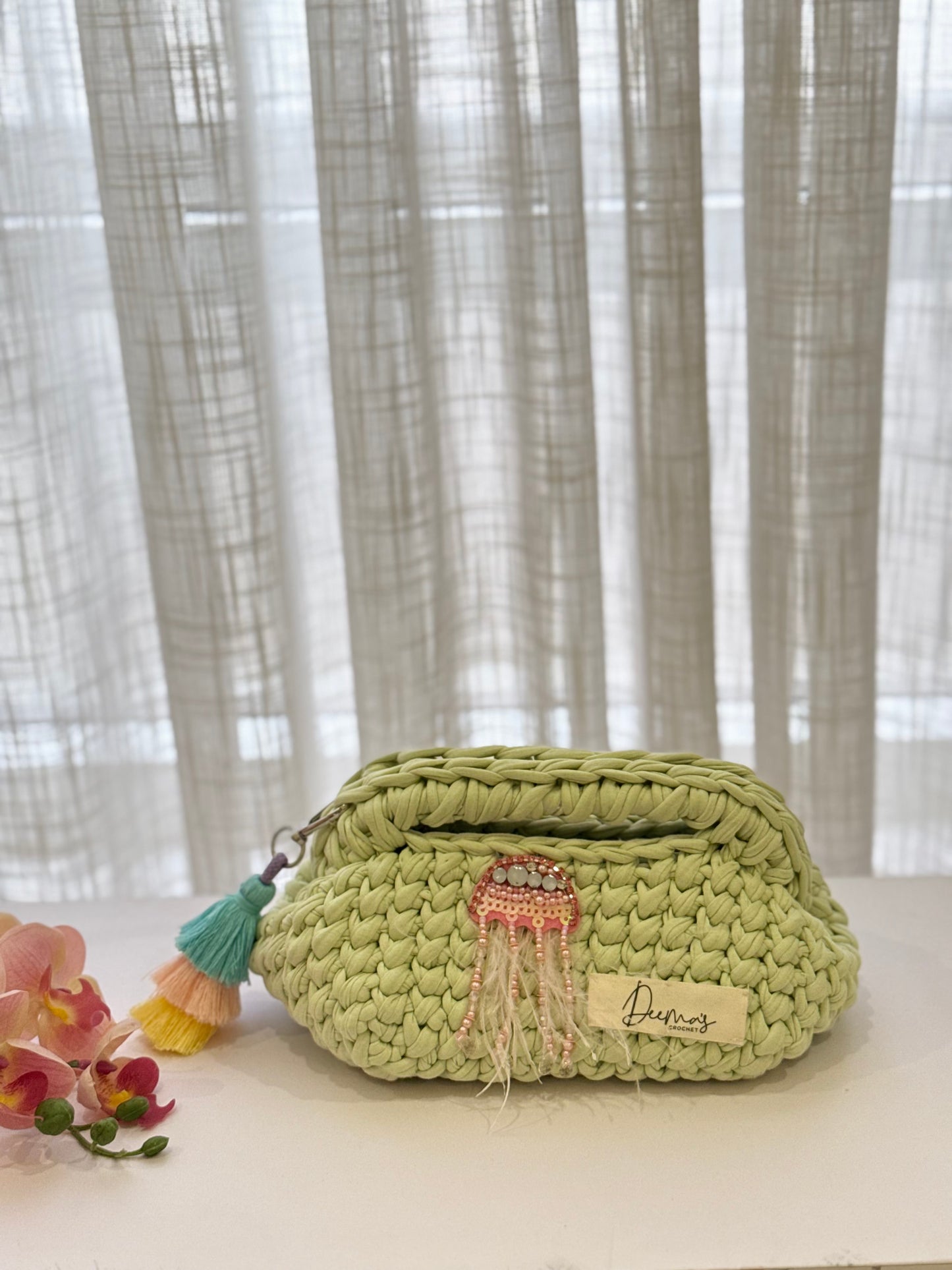 🪼Jellyfish Glow Crochet Bag – Light Green