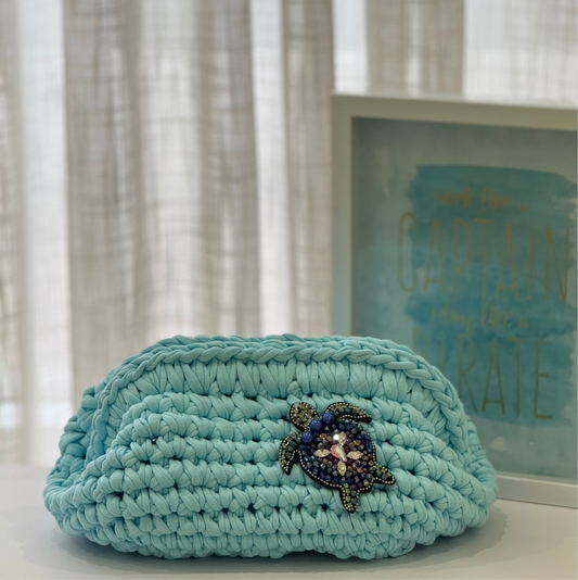 🐢Crochet bag - sky blue with turtle accessory