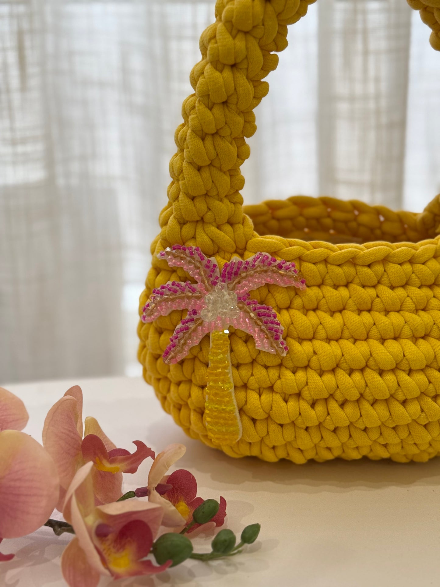 🌴 Palm Crochet Bag – Yellow