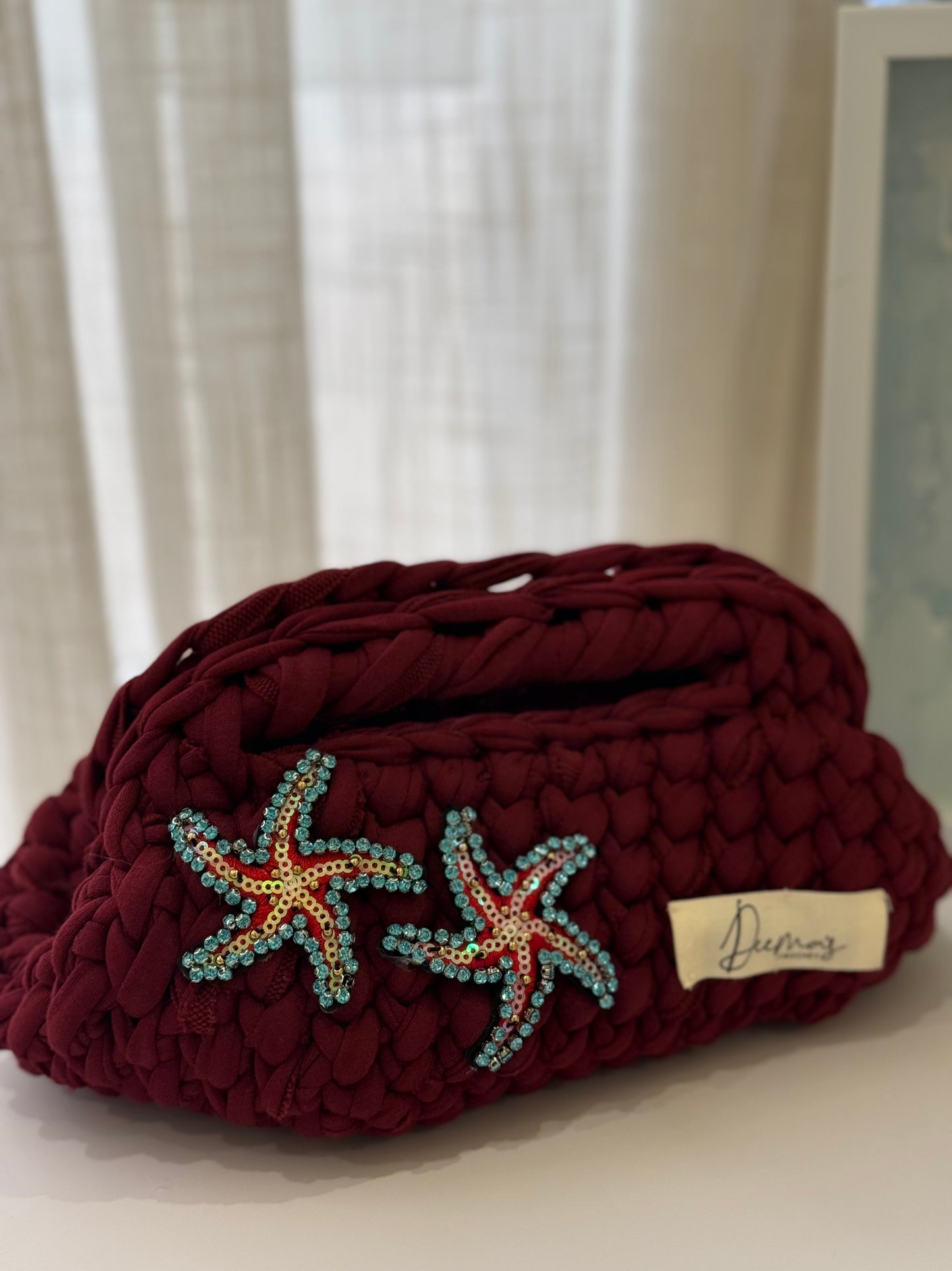 ⭐️Starfish Crochet Bag - Burgundy